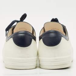 Chanel Navy Blue/White Leather and Rubber CC Low Top Sneakers Size 41.5