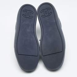 Chanel Navy Blue Rubber and Suede  High-Top Sneakers Size 45 