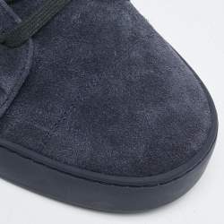 Chanel Navy Blue Rubber and Suede  High-Top Sneakers Size 45 