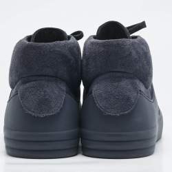 Chanel Navy Blue Rubber and Suede  High-Top Sneakers Size 45 