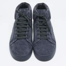 Chanel Navy Blue Rubber and Suede  High-Top Sneakers Size 45 