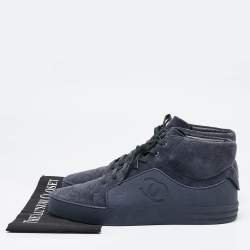 Chanel Navy Blue Rubber and Suede  High-Top Sneakers Size 45 