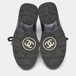 Pre Owned Chanel Black Nylon and Leather CC Low Top Sneakers Size 43