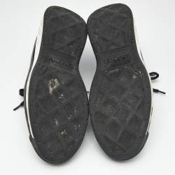 Pre Owned Chanel Black Fabric and Suede CC Low Top Sneakers Size 44