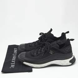 Pre Owned Chanel Black Fabric and Suede CC Low Top Sneakers Size 44