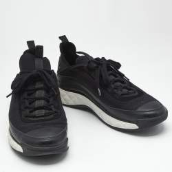 Pre Owned Chanel Black Fabric and Suede CC Low Top Sneakers Size 44