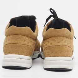 Pre Owned Chanel Tan CC Embossed Suede Low Top Sneakers Size 44