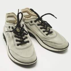 Pre Owned Chanel Light Grey Mesh CC Low Top Sneakers Size 44