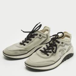 Pre Owned Chanel Light Grey Mesh CC Low Top Sneakers Size 44