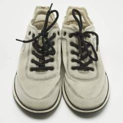 Pre Owned Chanel Light Grey Mesh CC Low Top Sneakers Size 44
