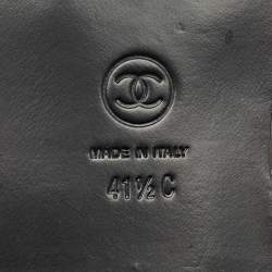 Pre Owned Chanel Burgundy/Black Patent and Leather CC Cap Toe Ankle Length Boots Size 41.5