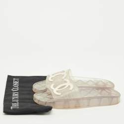 Pre Owned Chanel CC Size 40 Transparent Jelly Flat Slide