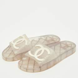 Pre Owned Chanel CC Size 40 Transparent Jelly Flat Slide