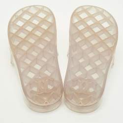 Pre Owned Chanel CC Size 40 Transparent Jelly Flat Slide