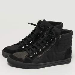 مملوكة مسبقًا حذاء رياضي شانيل سي سي كانفاس وجلد سويدي بلونين مقاس 41مرتفع من أعلى 