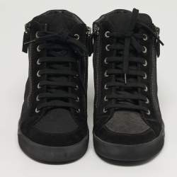 مملوكة مسبقًا حذاء رياضي شانيل سي سي كانفاس وجلد سويدي بلونين مقاس 41مرتفع من أعلى 