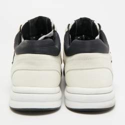 Pre Owned Chanel CC Size 46 White/Grey Leather and Suede Lace Up Sneakers