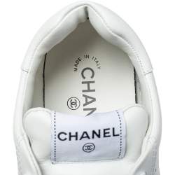 Chanel White Leather Lace Up Sneakers Size 42