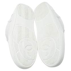 Chanel White Leather Lace Up Sneakers Size 42