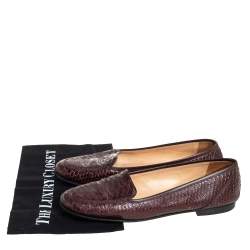 Chanel Brown Python CC Slip on Loafers Size 41