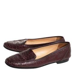 Chanel Brown Python CC Slip on Loafers Size 41