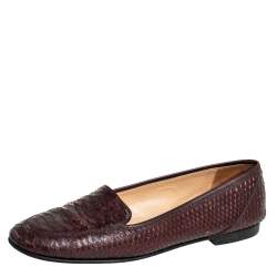 Chanel Brown Python CC Slip on Loafers Size 41