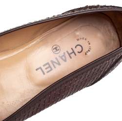 Chanel Brown Python CC Slip on Loafers Size 41