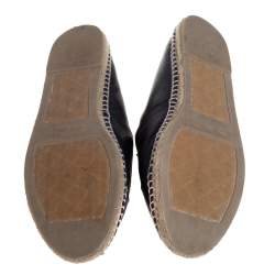 Chanel Black Leather CC Slip On Espadrilles Size 45