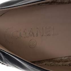Chanel Black Leather CC Slip On Espadrilles Size 45