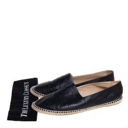 Chanel Black Leather CC Slip On Espadrilles Size 45