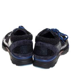 Chanel Black Patent Leather And Tweed Low Top Sneakers Size 44