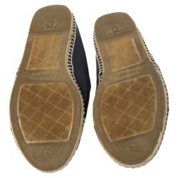 Pre Owned Chanel Blue/Black Leather CC Logo Espadrilles Size 44