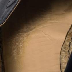 Pre Owned Chanel Blue/Black Leather CC Logo Espadrilles Size 44