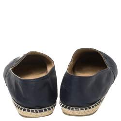 Pre Owned Chanel Blue/Black Leather CC Logo Espadrilles Size 44