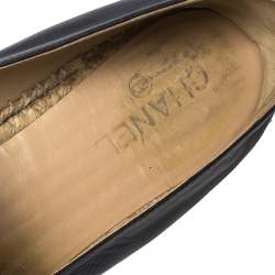 Pre Owned Chanel Blue/Black Leather CC Logo Espadrilles Size 44