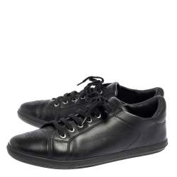 Chanel Black Leather CC Low Top Sneakers Size 44