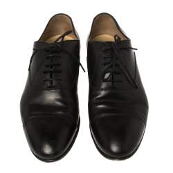 Chanel Uniform Black Leather Lace Up Oxford Size 43