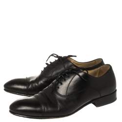 Chanel Uniform Black Leather Lace Up Oxford Size 43