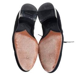 Chanel Uniform Black Suede Cap Toe Lace Up Oxford Size 43