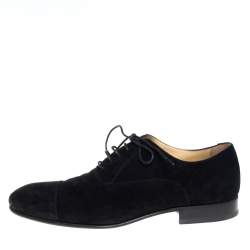 Chanel Uniform Black Suede Cap Toe Lace Up Oxford Size 43