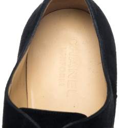 Chanel Uniform Black Suede Cap Toe Lace Up Oxford Size 43