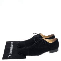 Chanel Uniform Black Suede Cap Toe Lace Up Oxford Size 43
