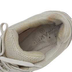 Chanel White/Cream Mesh And Suede CC Low Top Sneakers Size 42