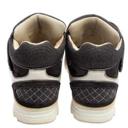 Chanel Grey-White Canvas, Suede, And Leather CC Mid Top Sneakers Size 41
