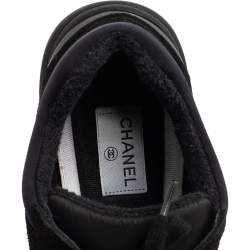 Chanel Black Fabric And Suede CC Low Top Sneakers Size 43