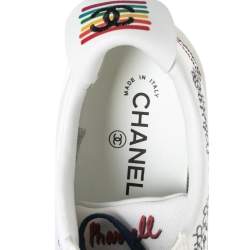 Pre Owned Chanel x Pharrell White Canvas Graffiti Low-Top Sneakers Size 41
