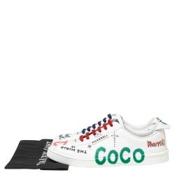 Pre Owned Chanel x Pharrell White Canvas Graffiti Low-Top Sneakers Size 41