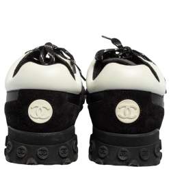 Chanel Black/Grey Nylon, Suede and Leather CC Low-Top Sneakers Size 41
