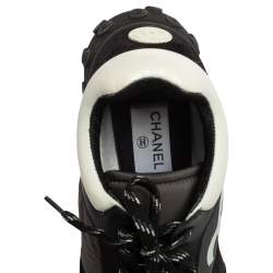 Chanel Black/Grey Nylon, Suede and Leather CC Low-Top Sneakers Size 41