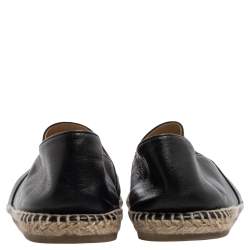 Chanel Black Leather CC Cap Toe  Espadrilles Flats Size 44
